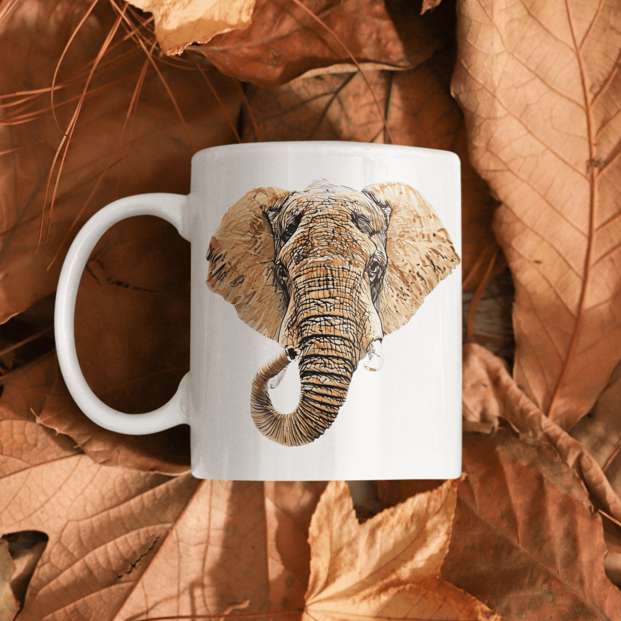 Elephant White Ceramic 11oz Mug III - HD Printing