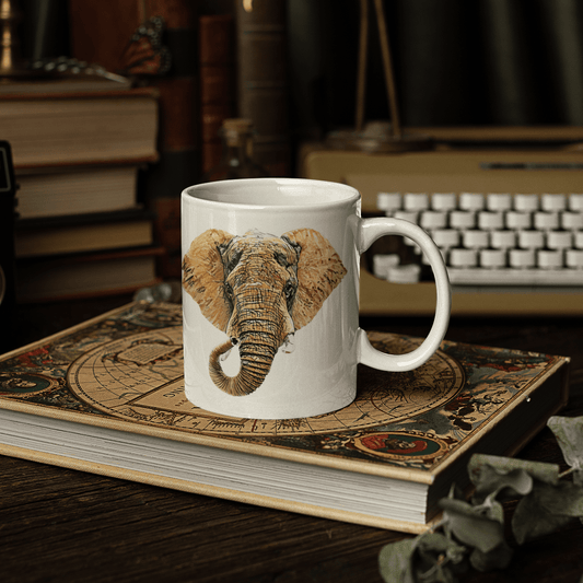 Elephant White Ceramic 11oz Mug III - HD Printing