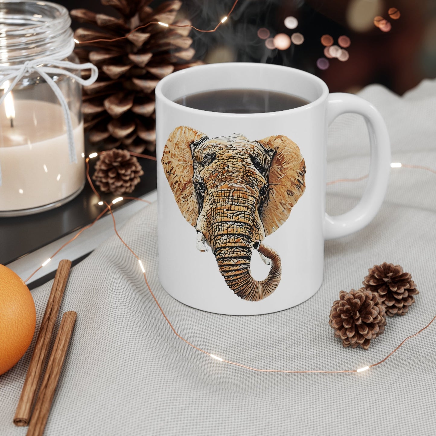 Elephant White Ceramic 11oz Mug III - HD Printing