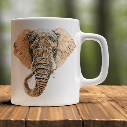 Elephant White Ceramic 11oz Mug III - HD Printing