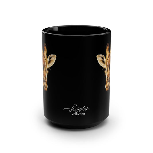 Giraffe 15oz Black Ceramic Coffee Mug - HD Printing