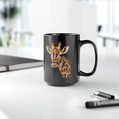 Giraffe 15oz Black Ceramic Coffee Mug - HD Printing