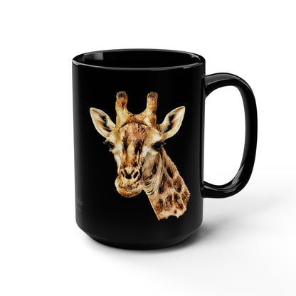 Giraffe 15oz Large Black Ceramic Mug - HD Printing
