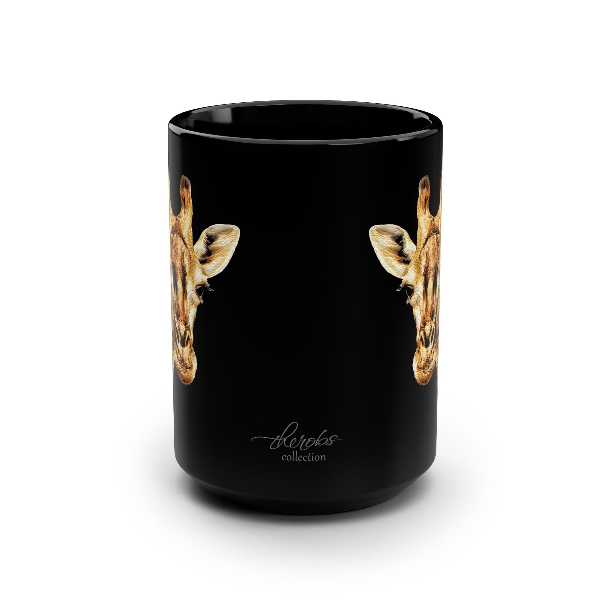 Giraffe 15oz Large Black Ceramic Mug - HD Printing