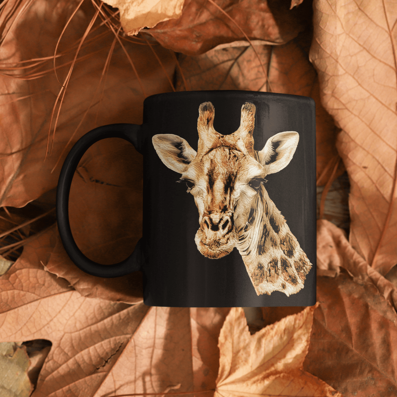 Giraffe 15oz Large Black Ceramic Mug - HD Printing