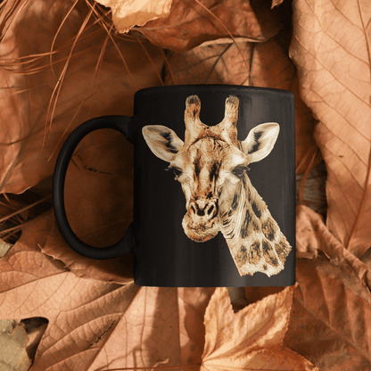 Giraffe 15oz Large Black Ceramic Mug - HD Printing