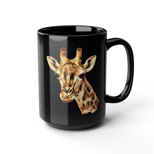Giraffe 15oz Large Black Ceramic Mug - HD Printing