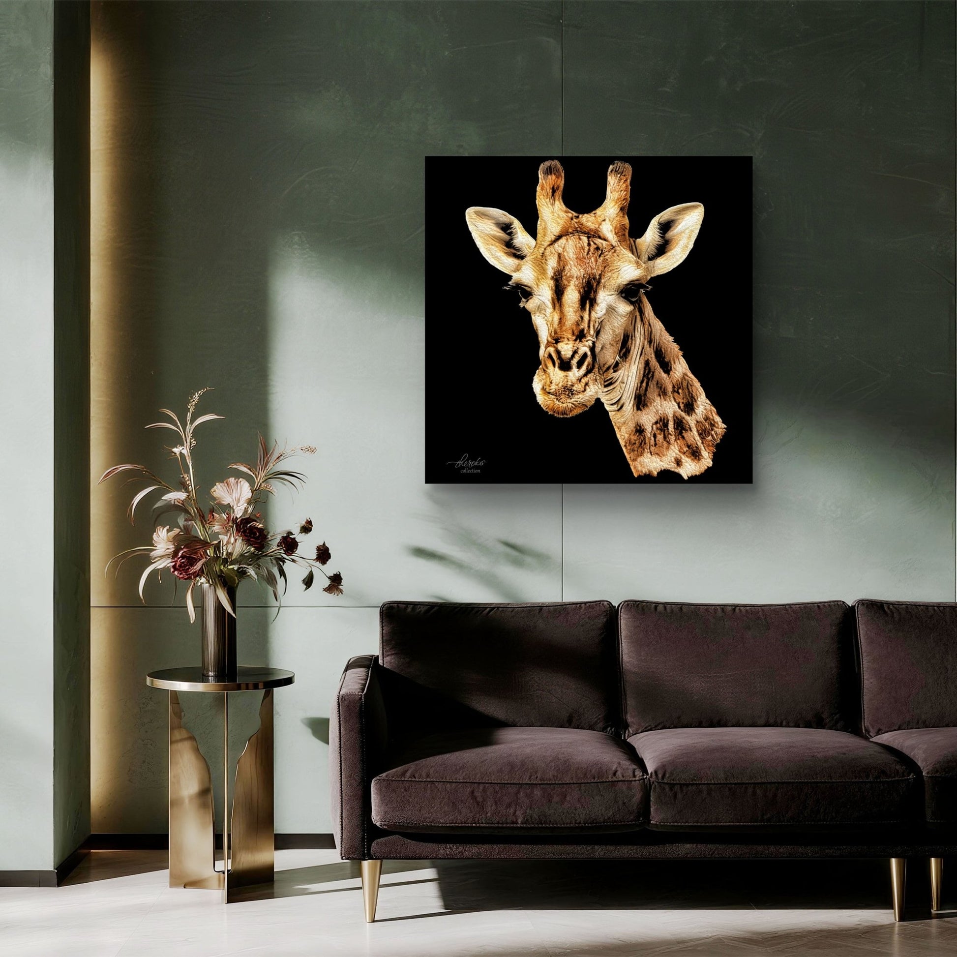 Giraffe Indoor & Outdoor HD Black Silk Poster - HD Printing