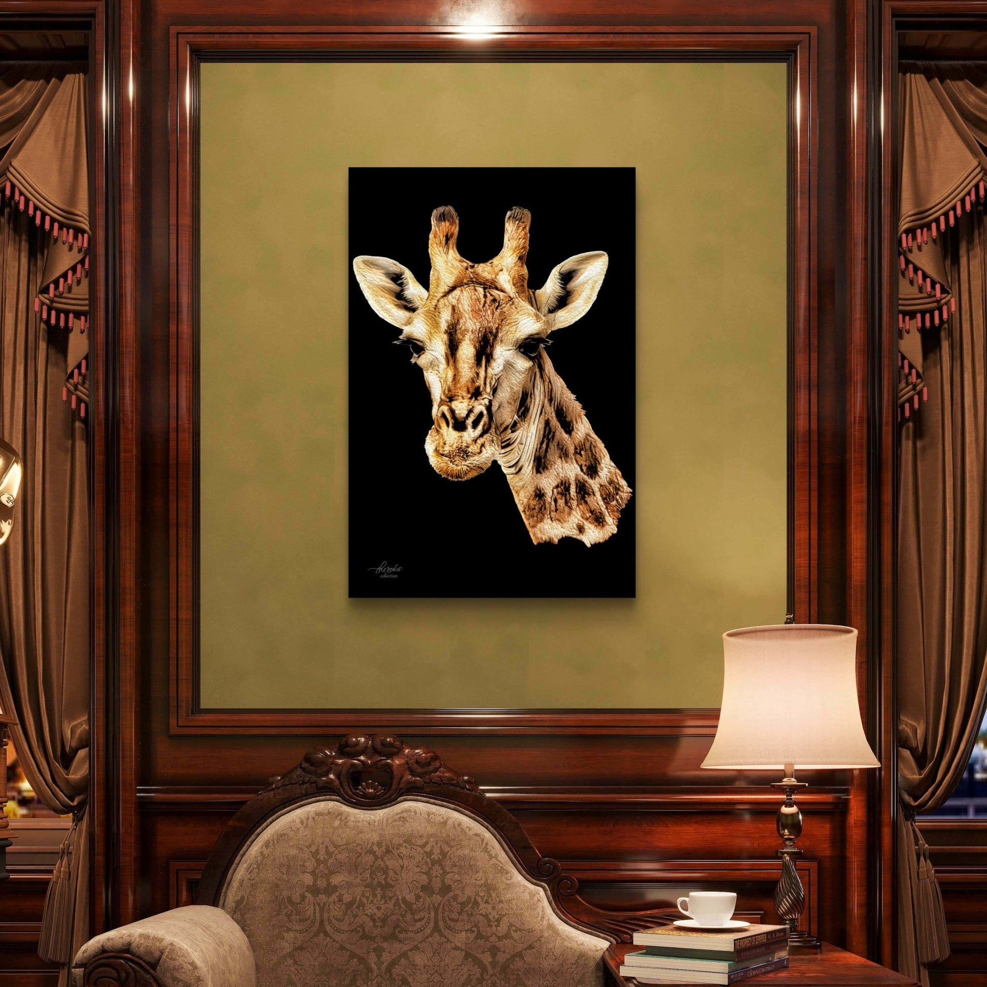 Giraffe Indoor & Outdoor HD Black Silk Poster - HD Printing