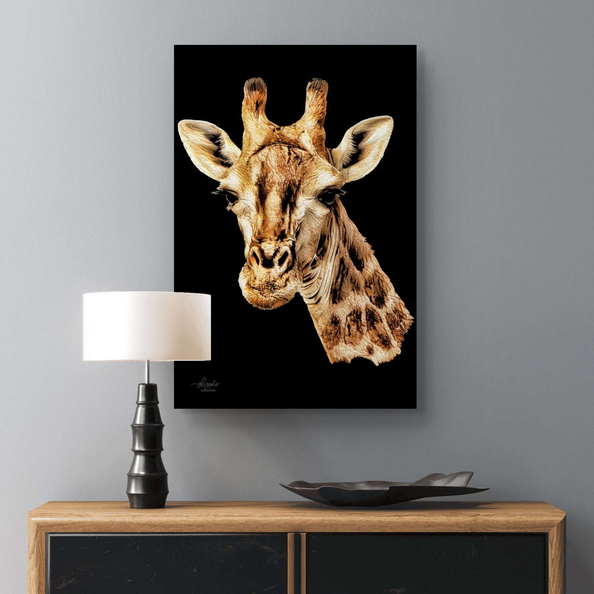 Giraffe Indoor & Outdoor HD Black Silk Poster - HD Printing