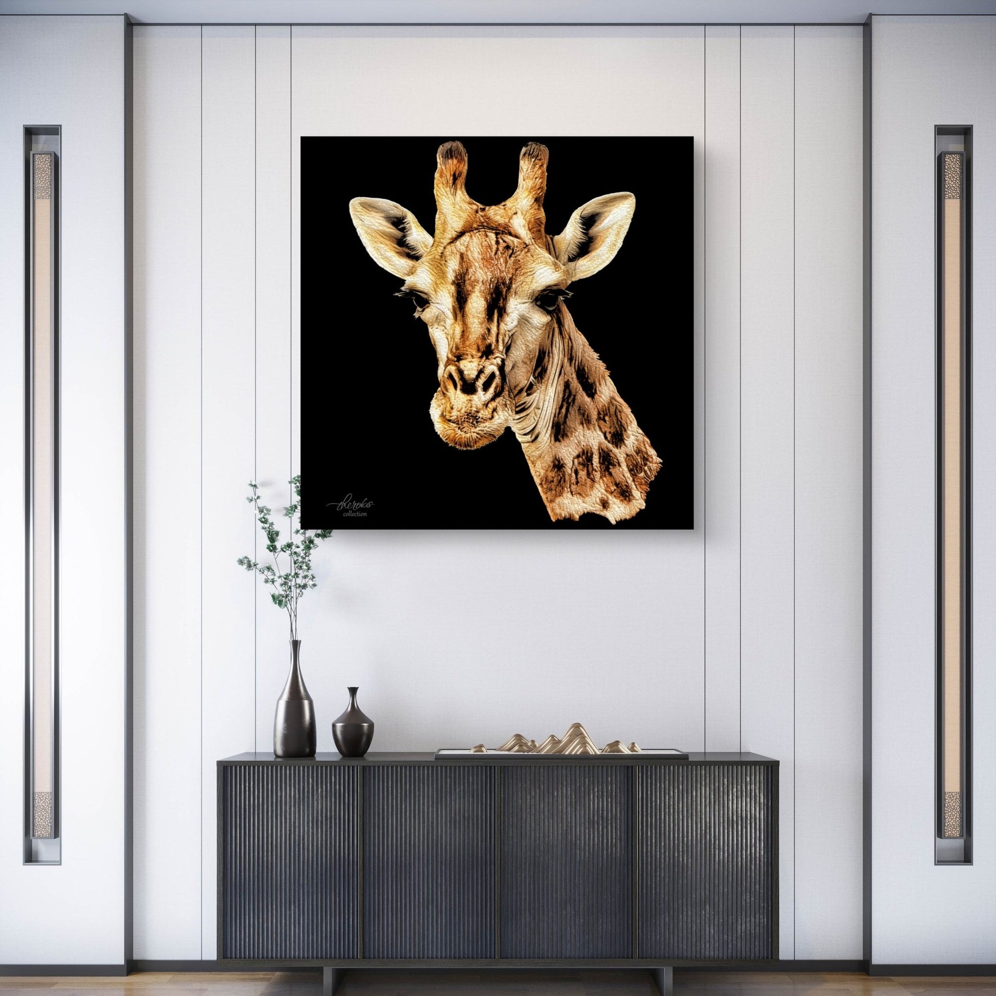 Giraffe Indoor & Outdoor HD Black Silk Poster - HD Printing