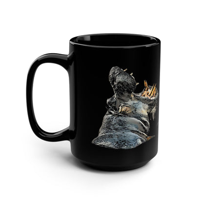 Hippo 15oz Black Ceramic Coffee Mug - HD Printing