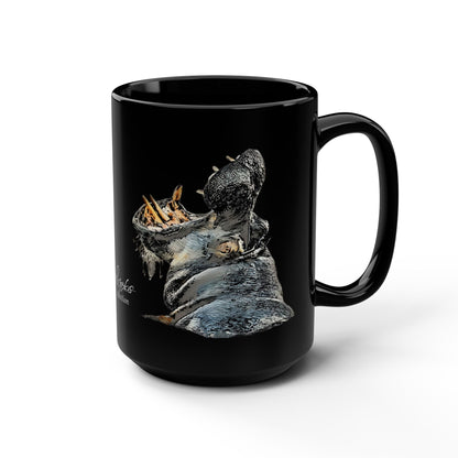Hippo 15oz Black Ceramic Coffee Mug - HD Printing