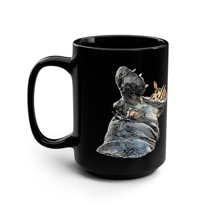 Hippo 15oz Large Black Ceramic Mug - HD Printing