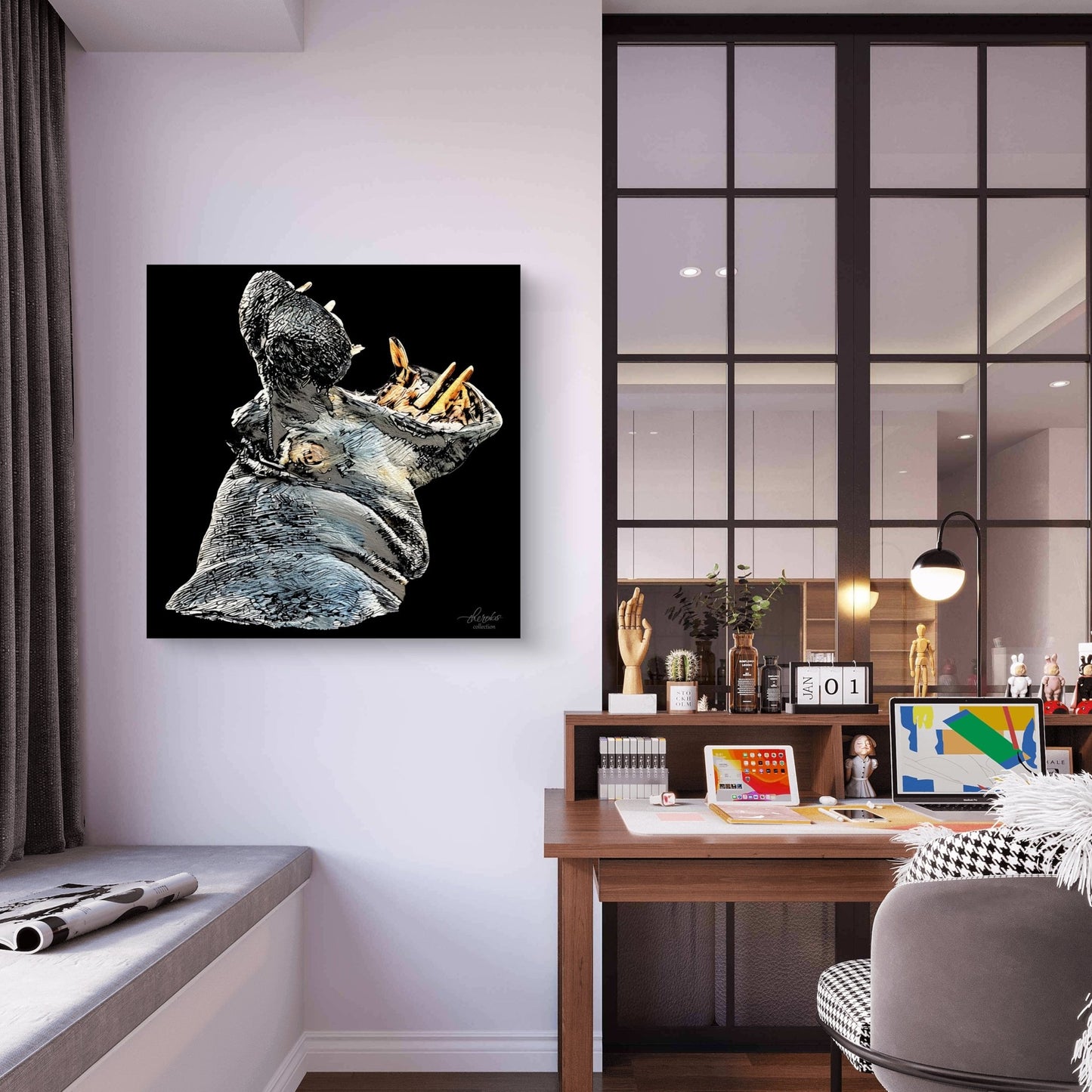 Hippo Fine Art Giclée Matte Black Poster - HD Printing