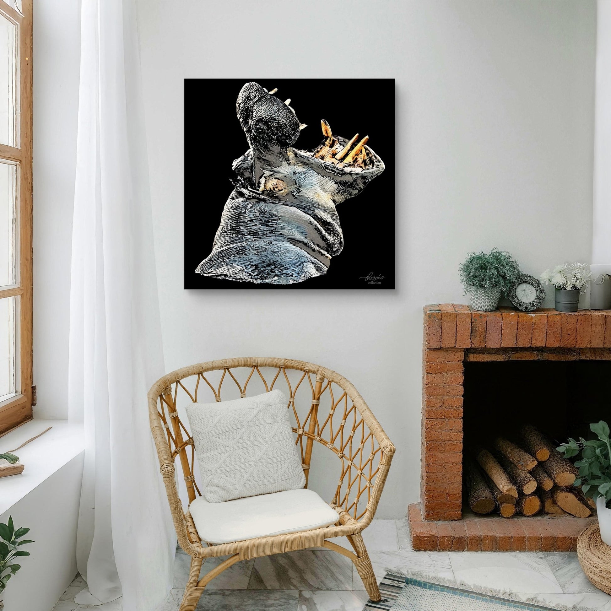 Hippo Fine Art Giclée Matte Black Poster - HD Printing