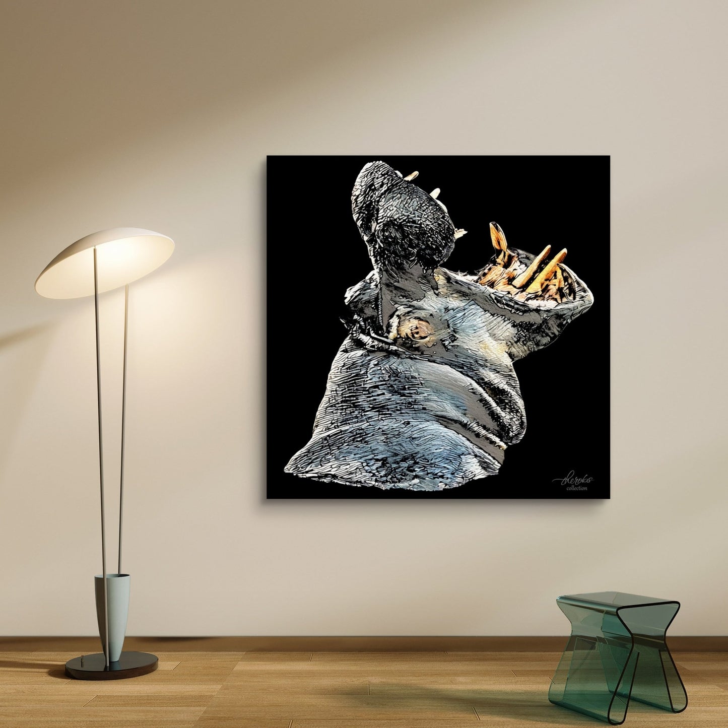 Hippo Fine Art Giclée Matte Black Poster - HD Printing