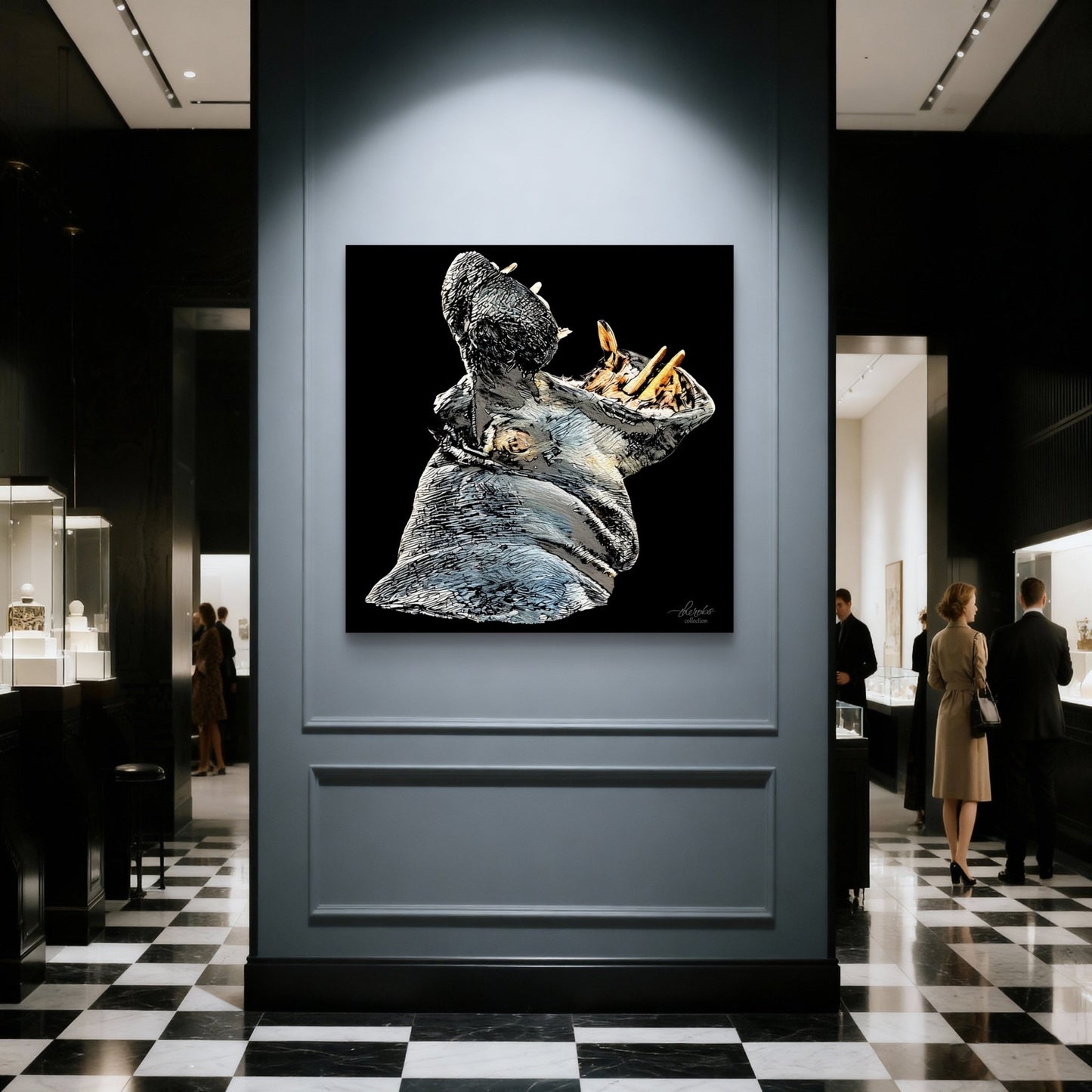 Hippo Fine Art Giclée Matte Black Poster - HD Printing