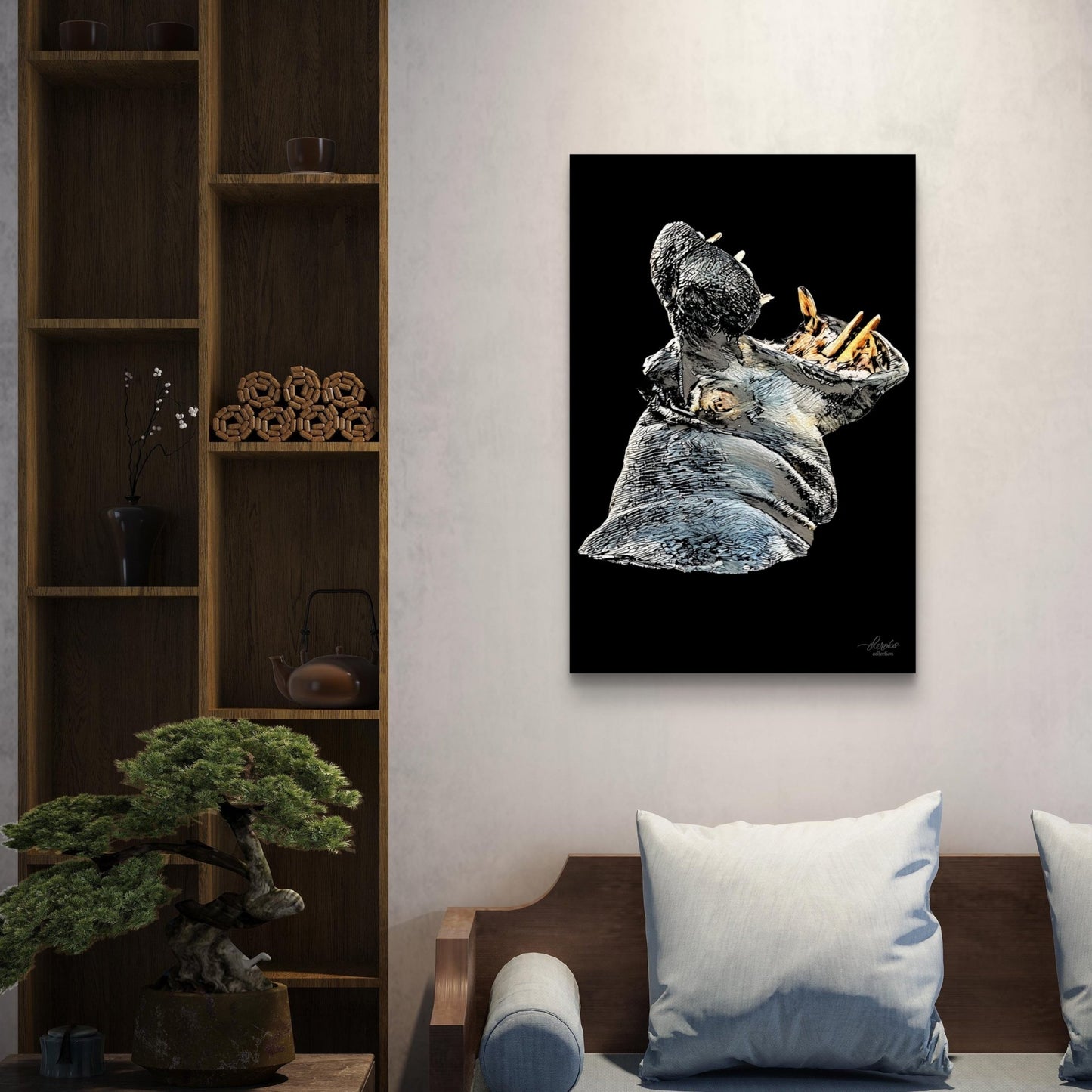 Hippo Fine Art Giclée Matte Black Poster - HD Printing