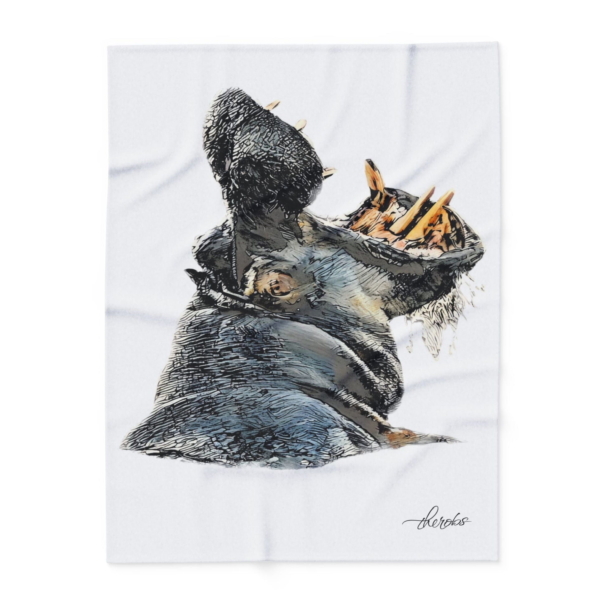 Hippo Fleece Blanket - HD Printing