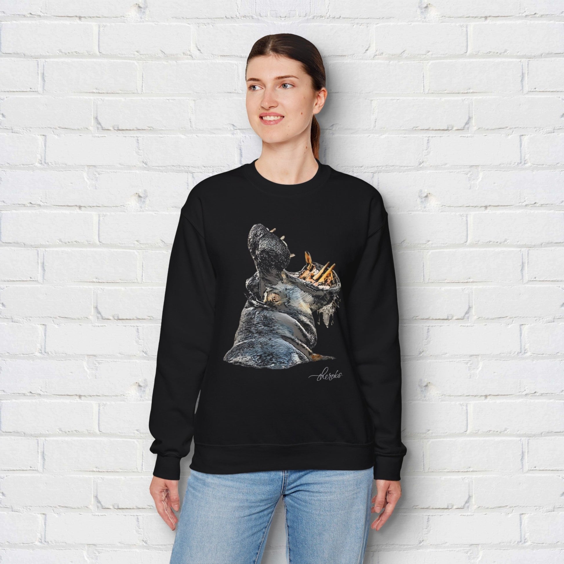 Hippo Heavy Unisex Sweatshirt - HD Printing