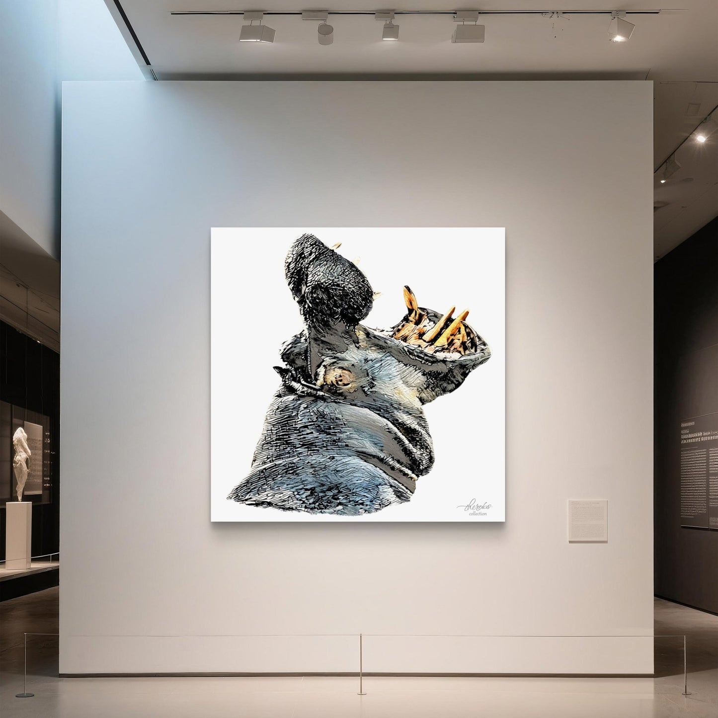 Hippo Satin Stretched Canvas Print - HD Printing