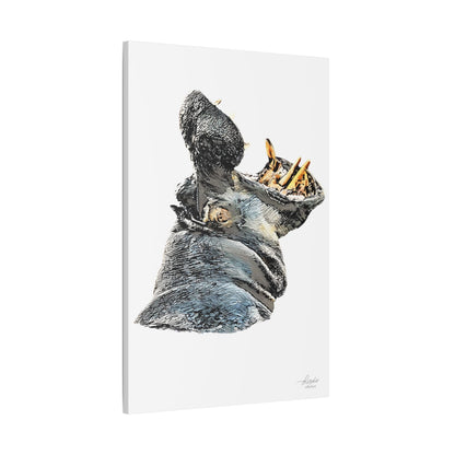 Hippo Satin Stretched Canvas Print - HD Printing