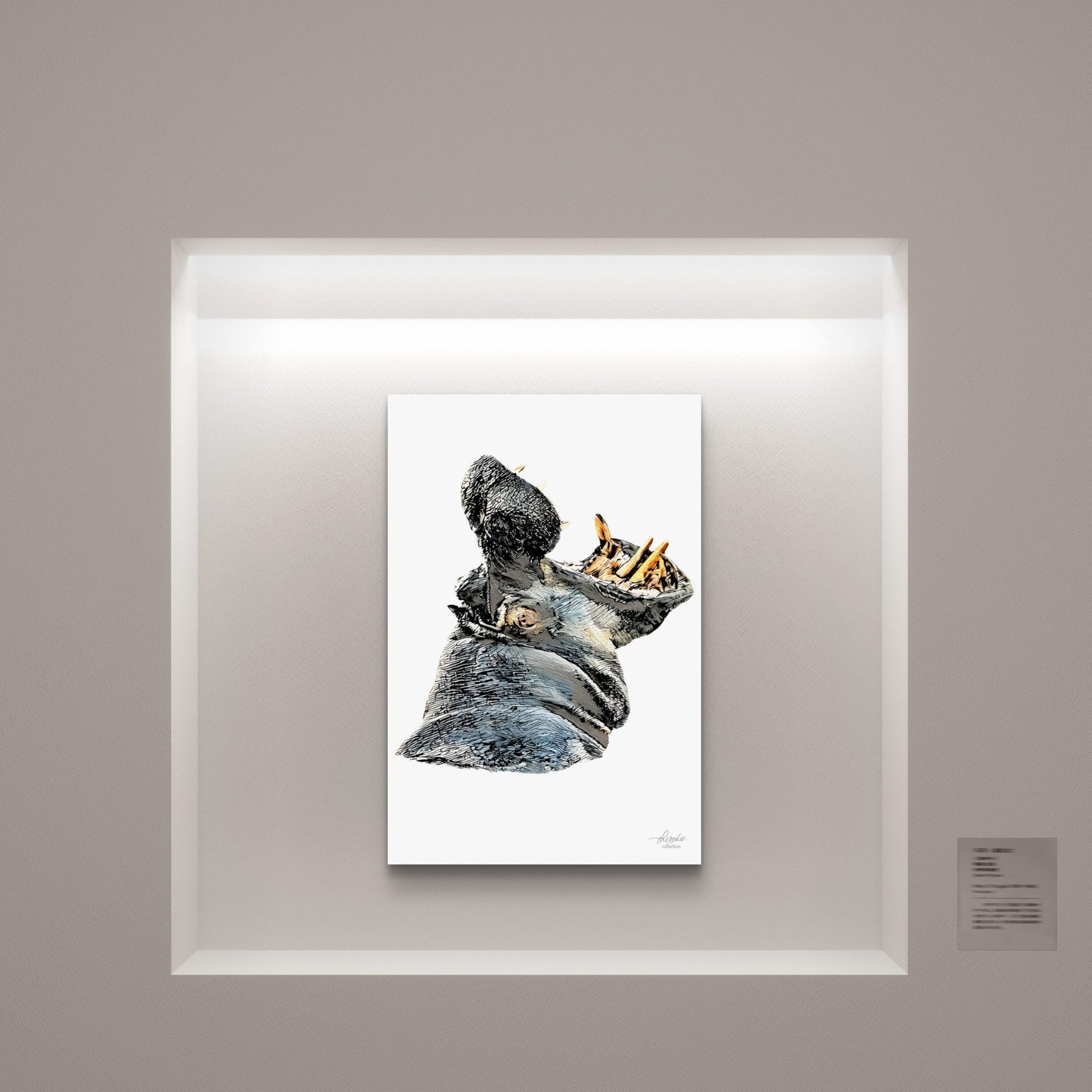 Hippo Satin Stretched Canvas Print - HD Printing