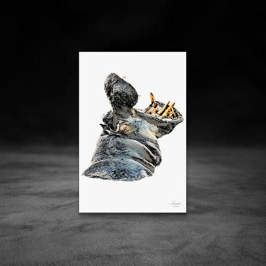 Hippo Satin Stretched Canvas Print - HD Printing