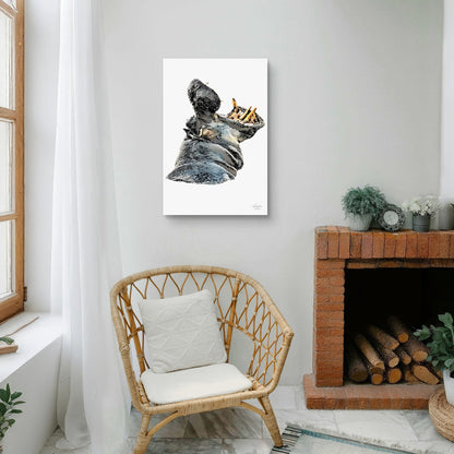 Hippo Satin Stretched Canvas Print - HD Printing