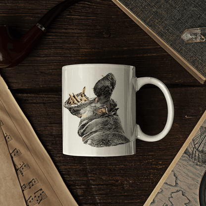Hippo White Ceramic 11oz Mug - HD Printing