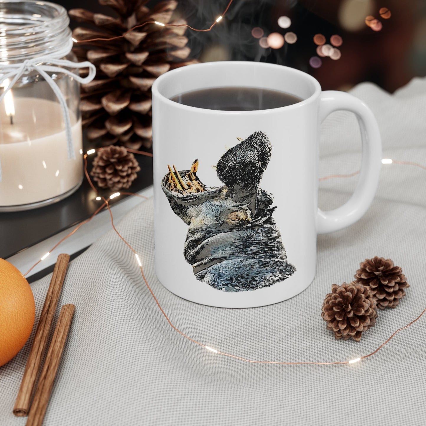Hippo White Ceramic 11oz Mug - HD Printing