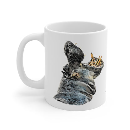 Hippo White Ceramic 11oz Mug - HD Printing
