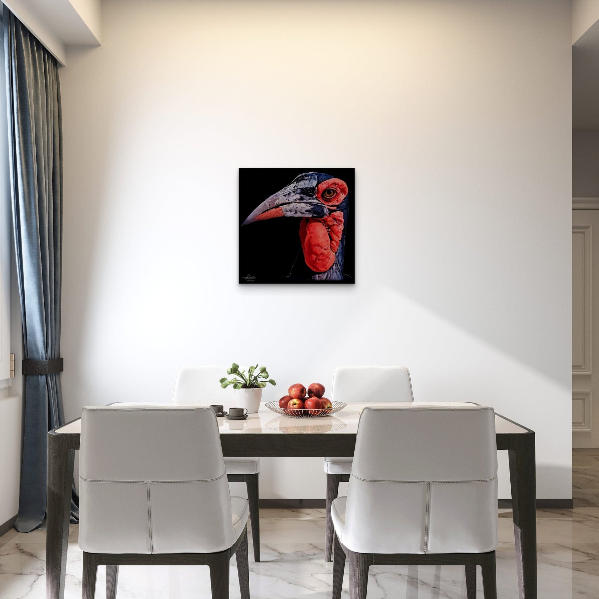Hornbill Satin Stretched Black Canvas Print - HD Printing