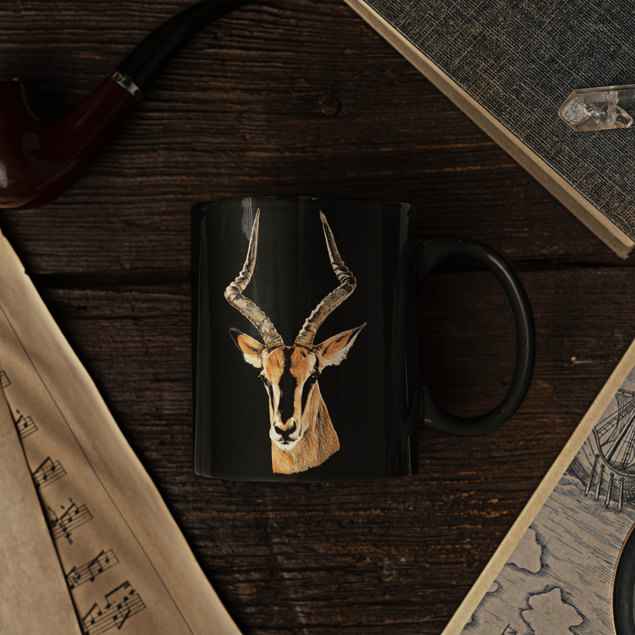Impala 15oz Large Black Ceramic Mug - HD Printing