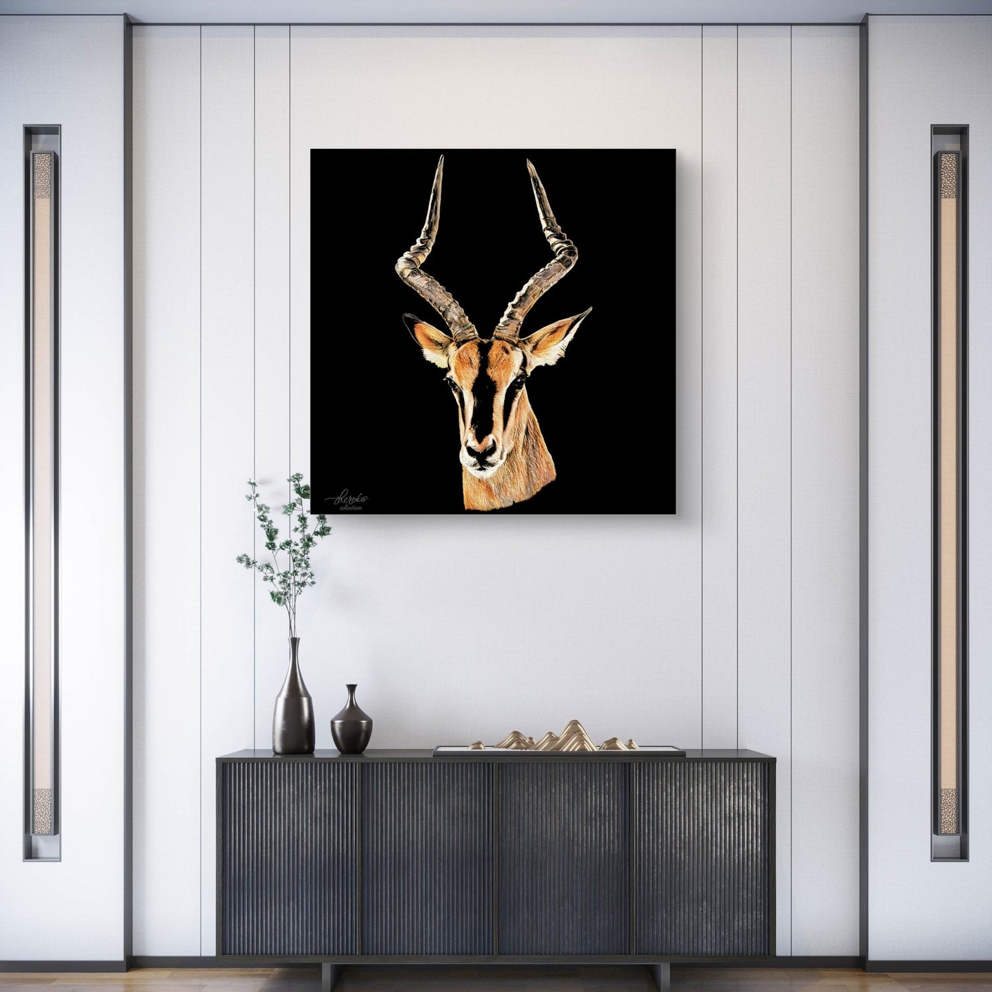 Impala Satin Stretched Black Canvas Print - HD Printing