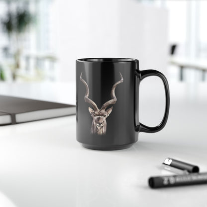 Kudu 15oz Black Ceramic Coffee Mug - HD Printing