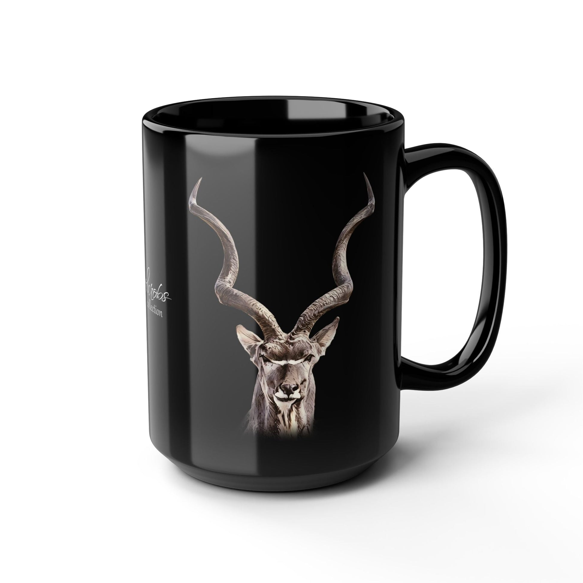 Kudu 15oz Black Ceramic Coffee Mug - HD Printing
