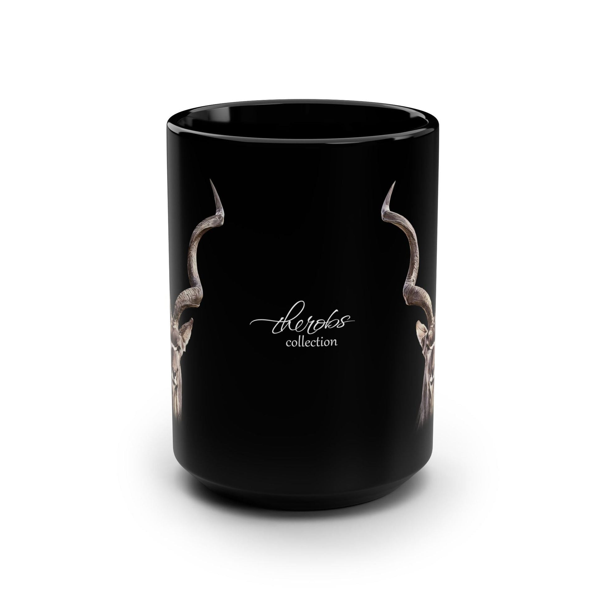 Kudu 15oz Black Ceramic Coffee Mug - HD Printing