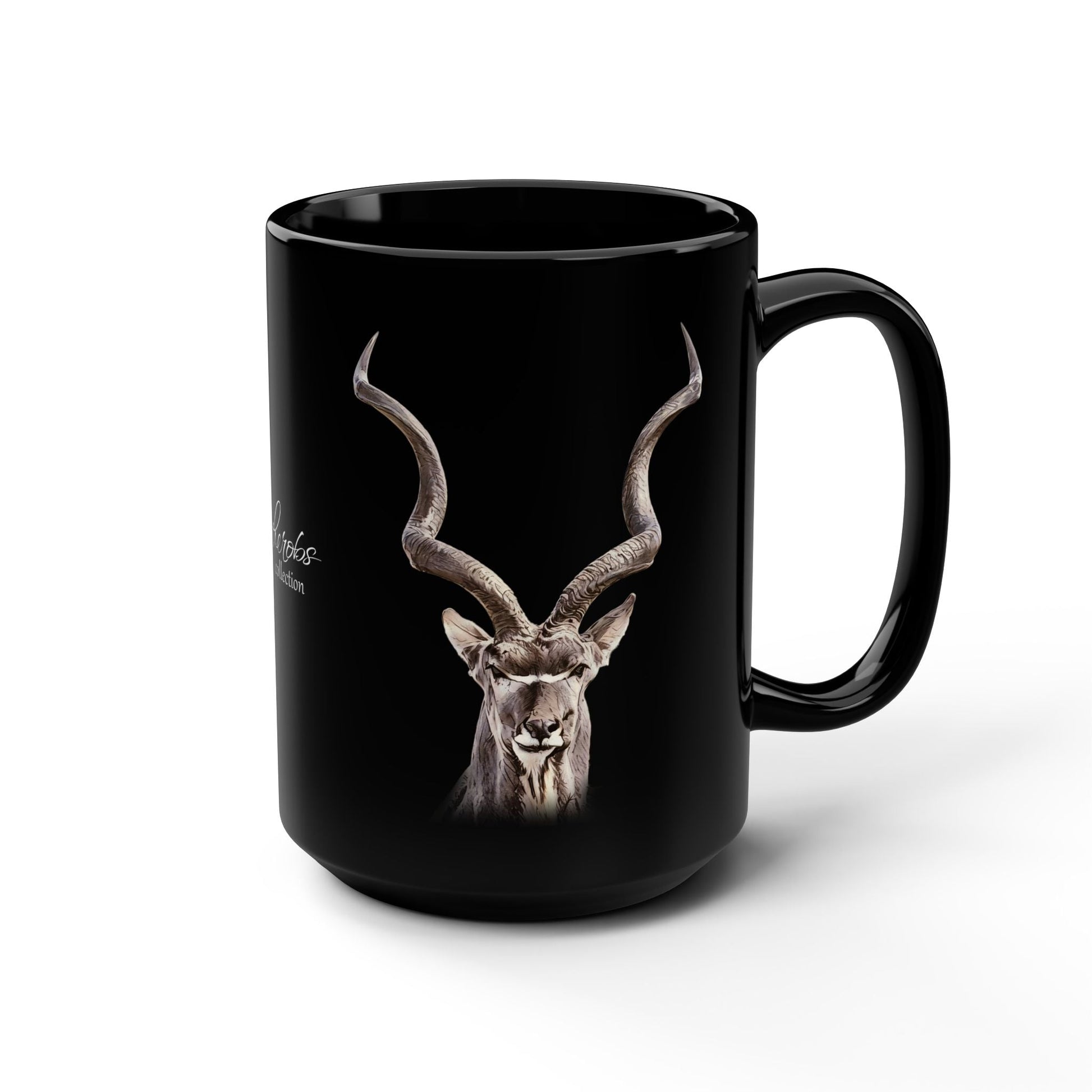 Kudu 15oz Black Ceramic Coffee Mug - HD Printing