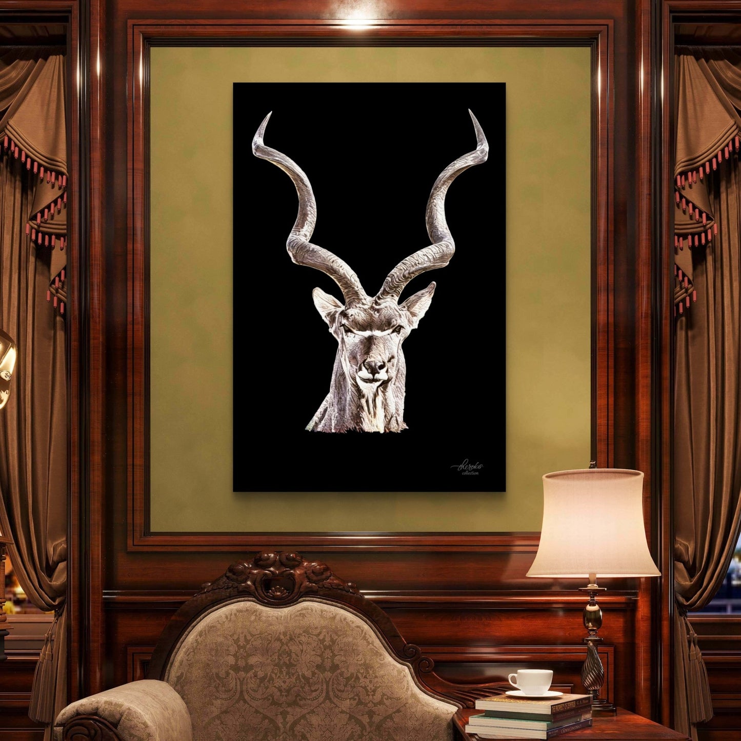 Kudu Satin Stretched Black Canvas Print - HD Printing