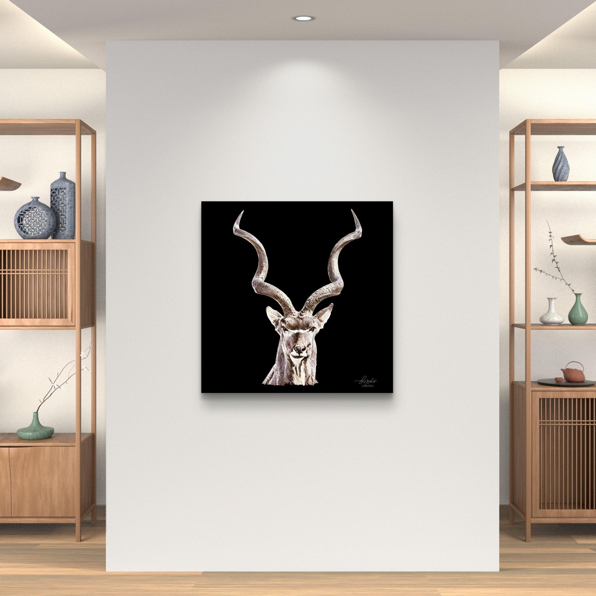 Kudu Satin Stretched Black Canvas Print - HD Printing