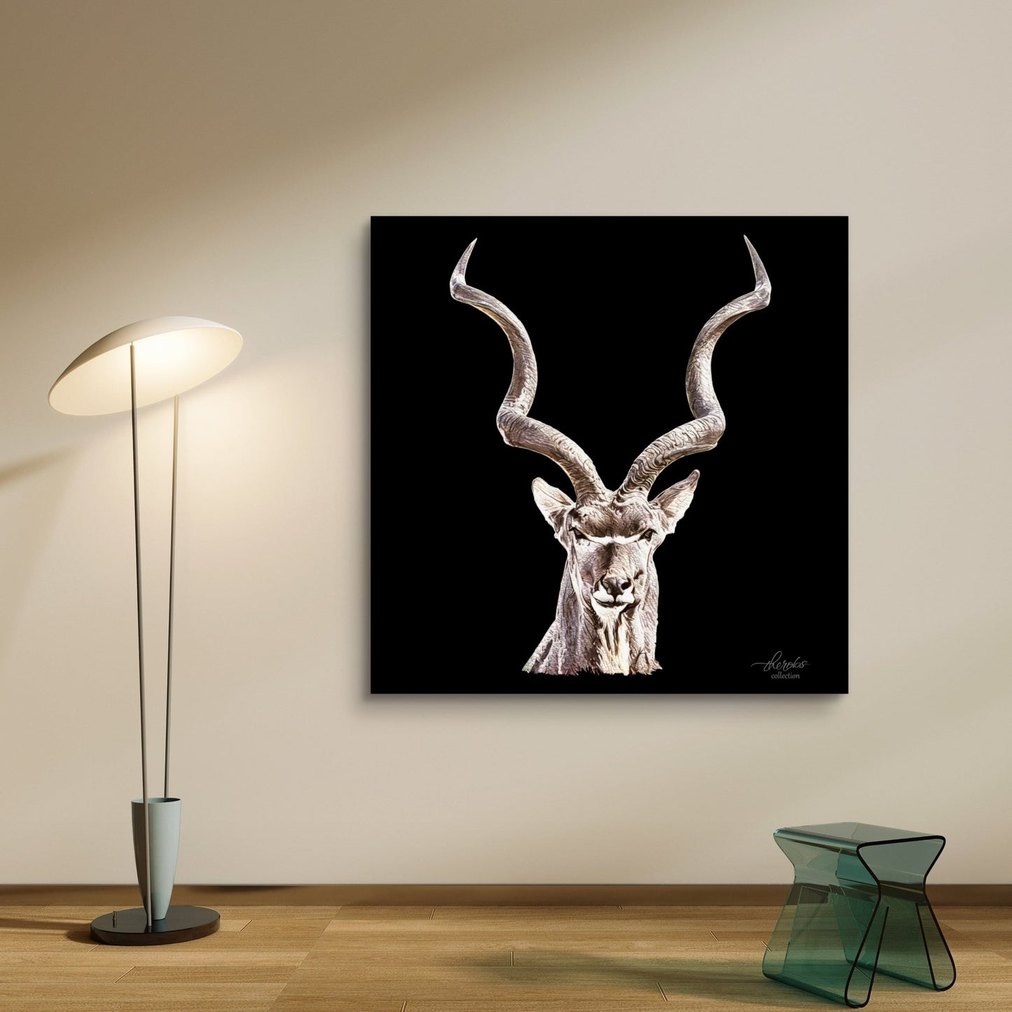 Kudu Satin Stretched Black Canvas Print - HD Printing