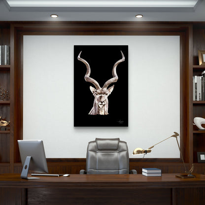 Kudu Satin Stretched Black Canvas Print - HD Printing