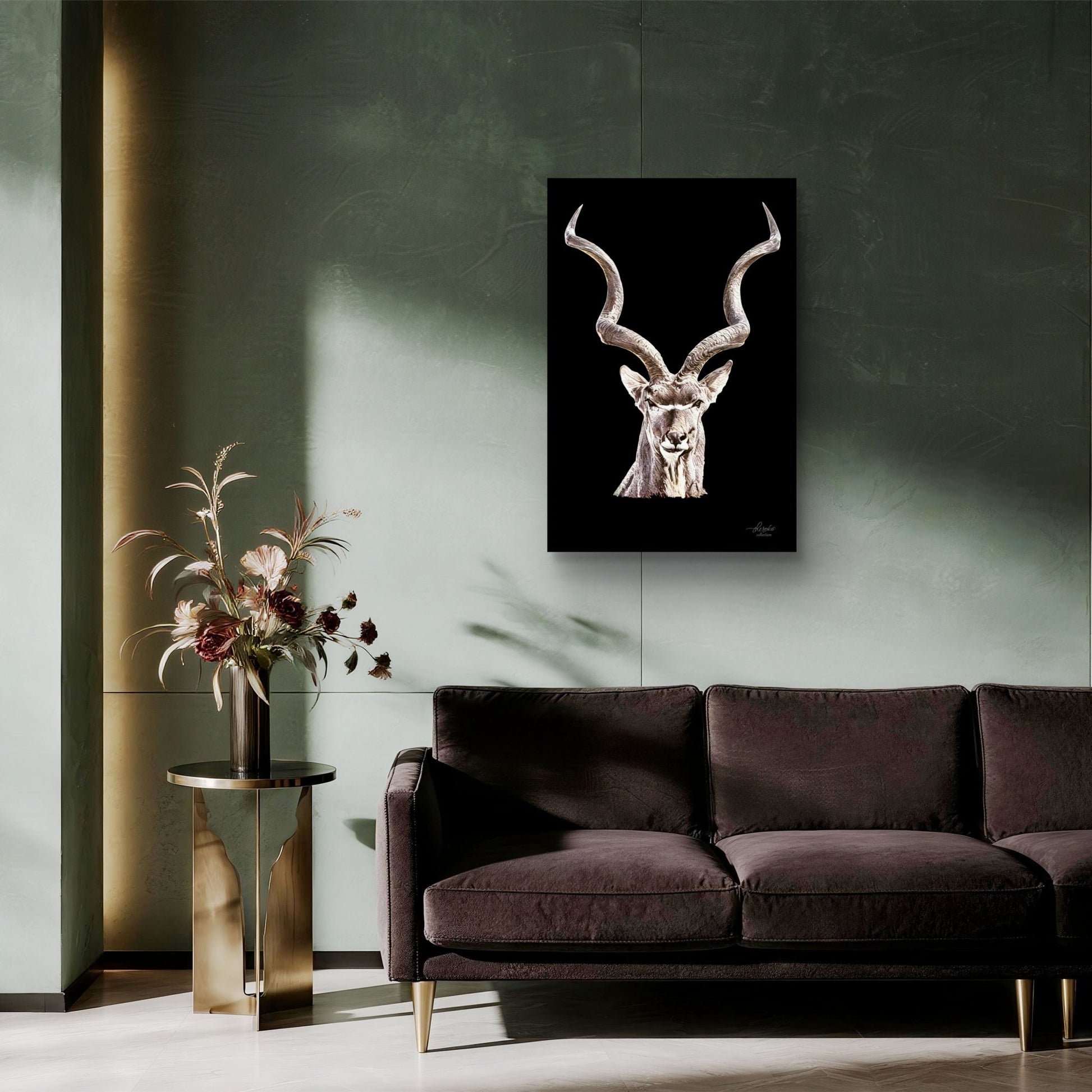 Kudu Satin Stretched Black Canvas Print - HD Printing