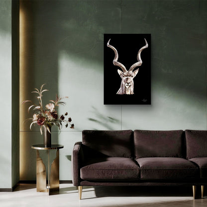 Kudu Satin Stretched Black Canvas Print - HD Printing