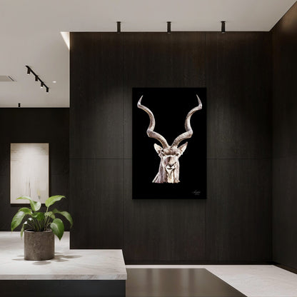 Kudu Satin Stretched Black Canvas Print - HD Printing