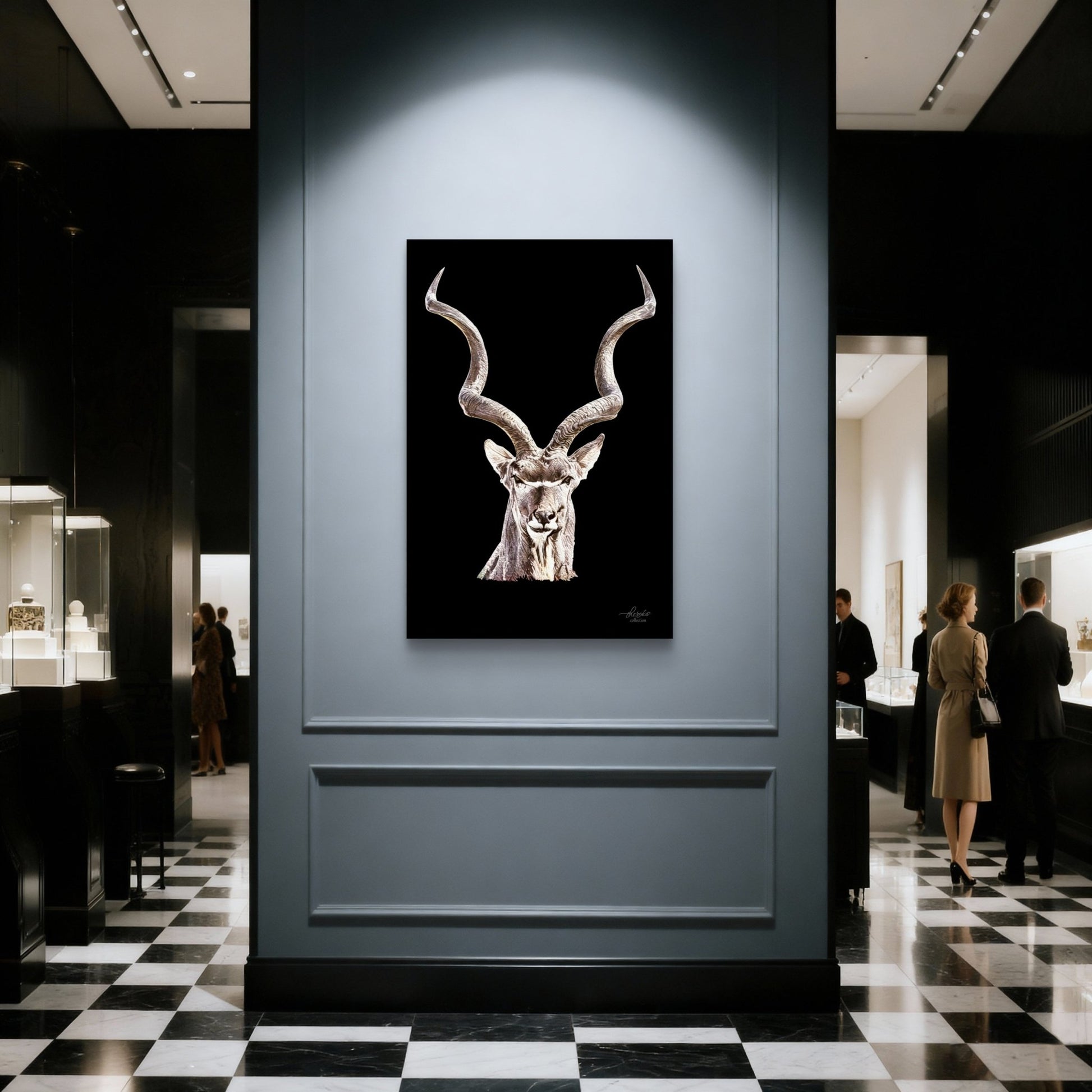 Kudu Satin Stretched Black Canvas Print - HD Printing