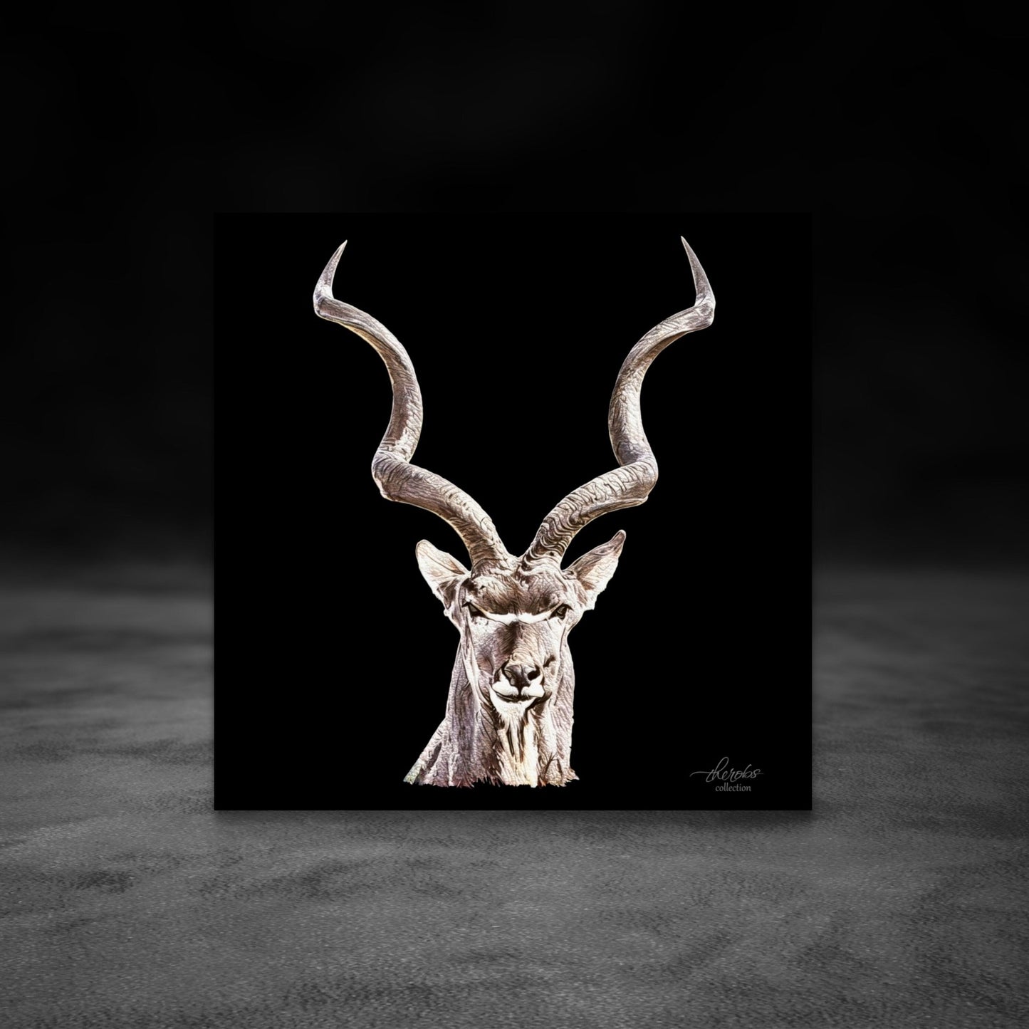 Kudu Satin Stretched Black Canvas Print - HD Printing
