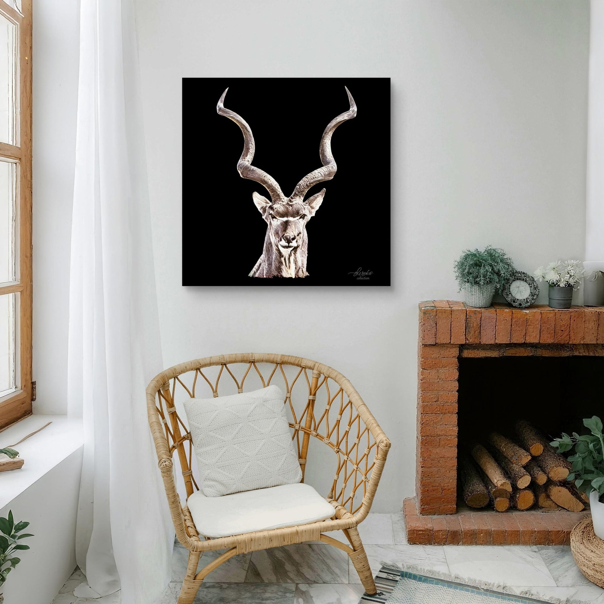 Kudu Satin Stretched Black Canvas Print - HD Printing